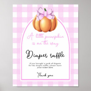 Pumpkin bow arch baby shower Diaper Raffle game Poster