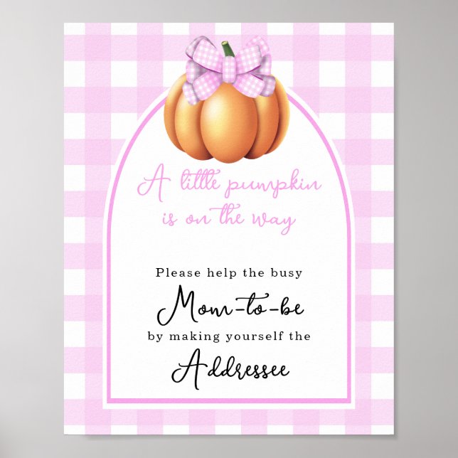 Pumpkin bow arch baby shower Mum to be addressee Poster (Front)