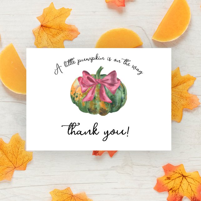 Pumpkin bow autumn baby shower - Thank You Card (Creator Uploaded)