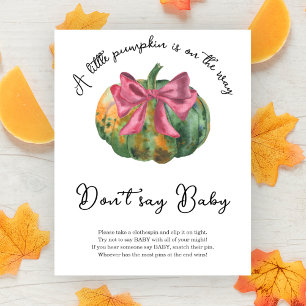 Pumpkin bow baby shower Don't say baby Poster