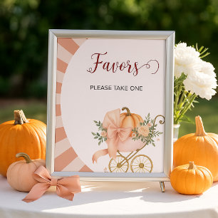 Pumpkin Bow Baby Shower Favours Table Sign Poster
