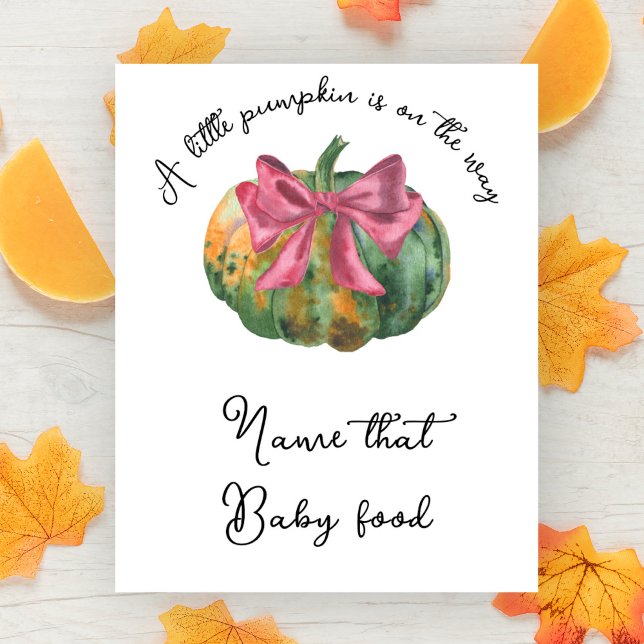 Pumpkin bow baby shower Name that baby food Poster (Creator Uploaded)