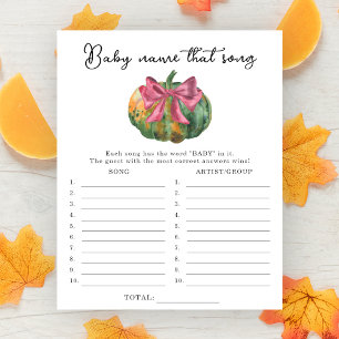 Pumpkin bow baby shower Name that song game