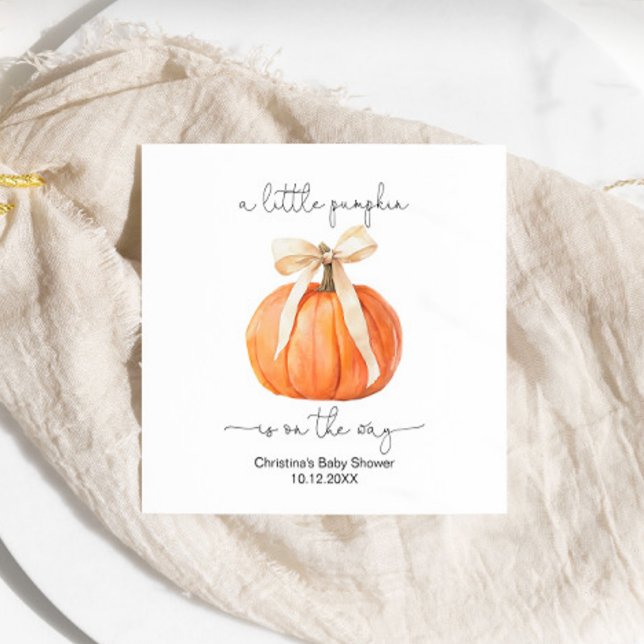 Pumpkin Bow Baby Shower Napkin (Creator Uploaded)