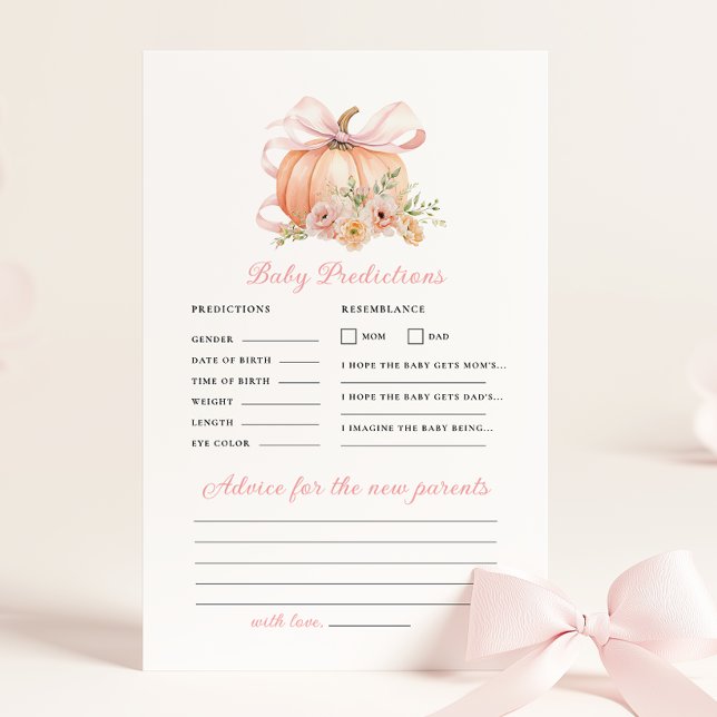 Pumpkin Bow Baby Shower Prediction Advice Game (Creator Uploaded)