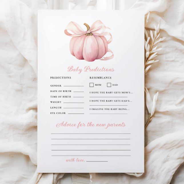 Pumpkin Bow Baby Shower Prediction Advice Game (Creator Uploaded)