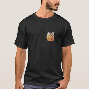 Pumpkin Bow Coquette Happy Thanksgiving Cozy Seaso T-Shirt