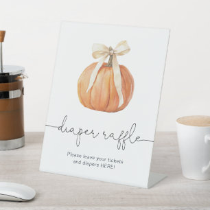 Pumpkin Bow Diaper Raffle Sign   Fall Baby Shower