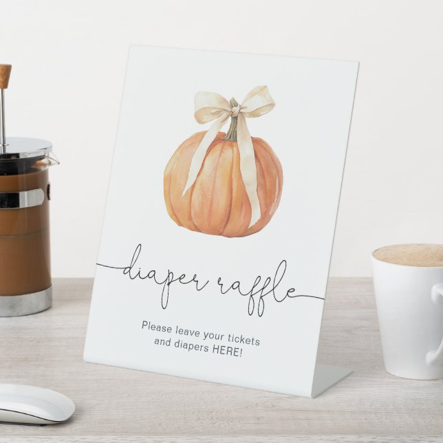 Pumpkin Bow Diaper Raffle Sign | Fall Baby Shower (In SItu)