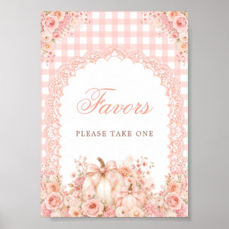 Pumpkin Bow Floral Baby Shower Favours Table Sign