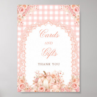 Pumpkin Bow Floral Cards & Gifts Table Sign