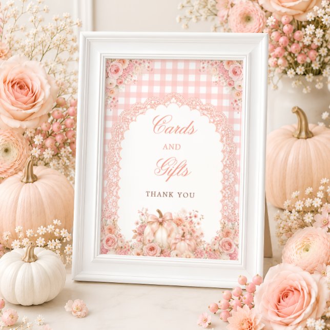 Pumpkin Bow Floral Cards & Gifts Table Sign (Creator Uploaded)