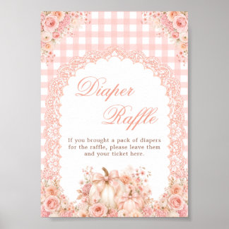 Pumpkin Bow Floral Diaper Raffle Table Sign
