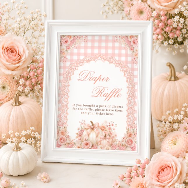 Pumpkin Bow Floral Diaper Raffle Table Sign (Creator Uploaded)