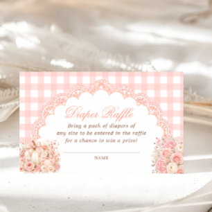 Pumpkin Bow Floral Diaper Raffle Ticket Enclosure Card