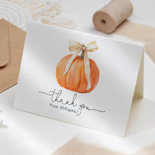 Pumpkin Bow Folded Thank You Card