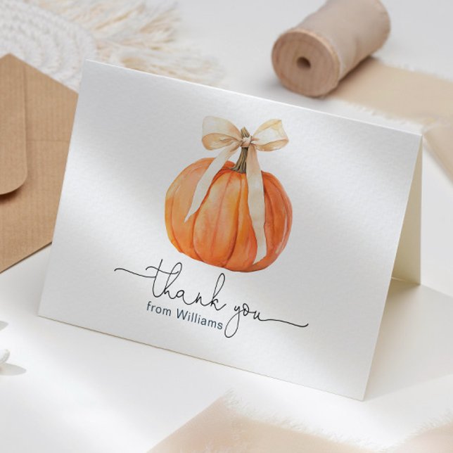 Pumpkin Bow Folded Thank You Card (Creator Uploaded)
