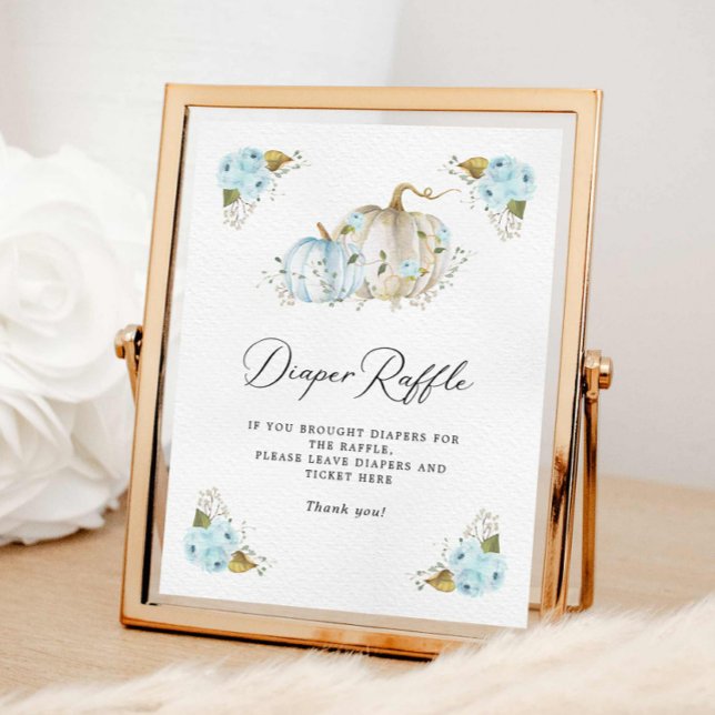 Pumpkin Boy Baby Shower Diaper Raffle Sign (Fall Pumpkin Baby Shower Diaper Raffle Sign)