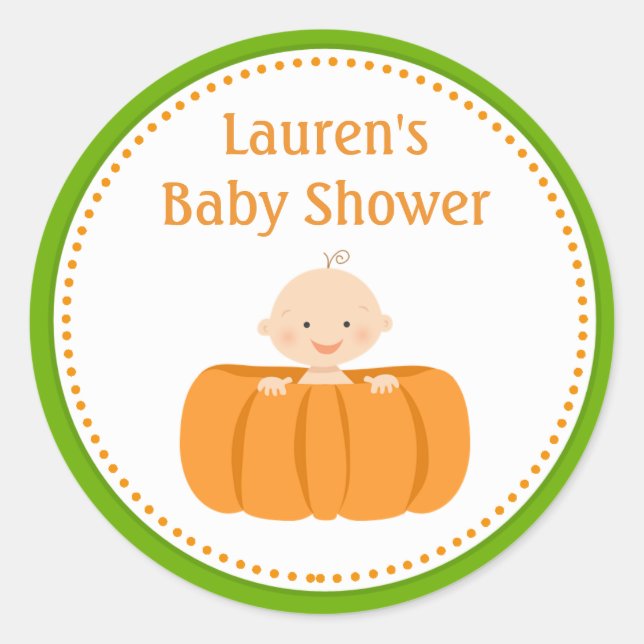 Pumpkin Boy Baby Shower Favour Tag Stickers (Front)
