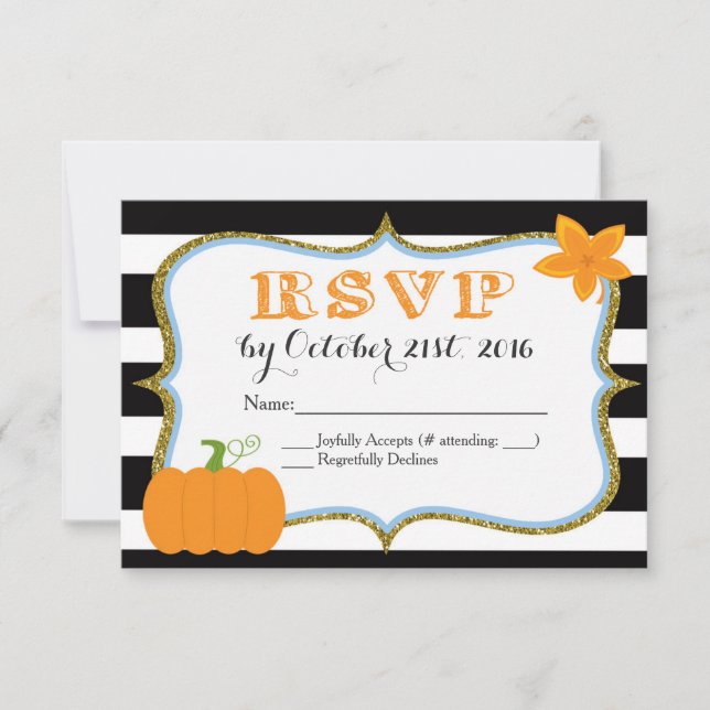 Pumpkin Boy Baby Shower Invitation RSVP Card (Front)