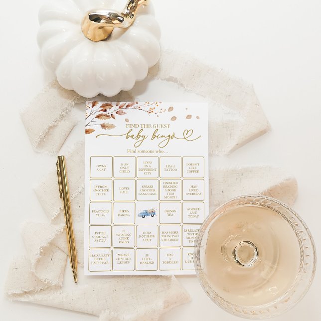 Pumpkin Boy Fall Find The Guest Bingo Game Invitation (Creator Uploaded)