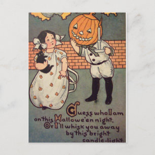 Pumpkin Boy (Vintage Halloween Card) Postcard