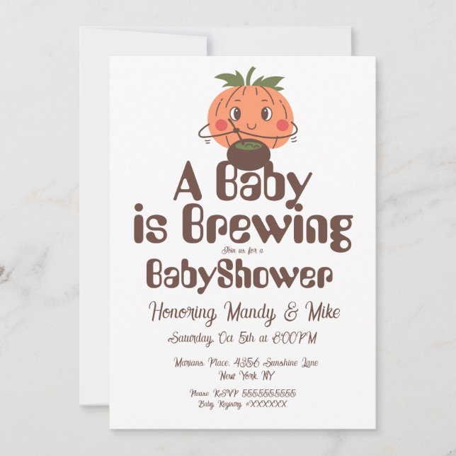 Pumpkin Brewing Baby Shower Halloween Party  Invitation (Front)