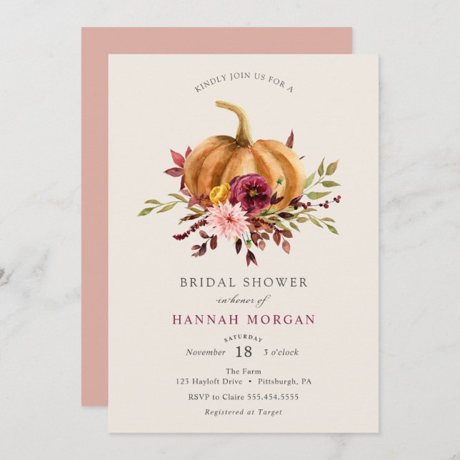 Pumpkin Bridal Shower invitation (Front/Back)