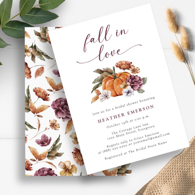 Pumpkin Bridal Shower Invitation (Pumpkin Fall In Love Bridal Shower Invitation by Painted Paperie)