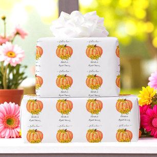 Pumpkin Bridal Shower Wedding Orange White Wrapping Paper
