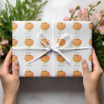 Pumpkin Bridal Shower Wedding Orange White  Wrapping Paper<br><div class="desc">Pumpkin Bridal Shower Wrapping Paper with watercolor pumpkin, rustic floral Sunflower Fall Bridal Shower, Wedding, Rehearsal Dinner, Couple's Shower. Use personalise this template option to change the text | Use customise further option to change the text style, size and colour if required. Check out our store collection below for more...</div>