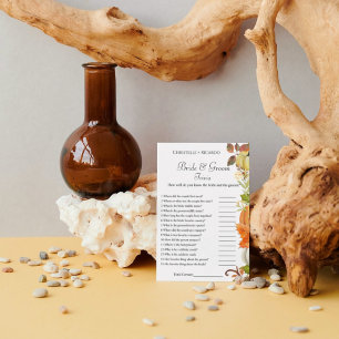 Pumpkin bride & groom trivia bridal shower game Announcement