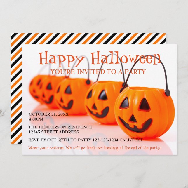 Pumpkin Buckets - Halloween Party Invitation (Front/Back)