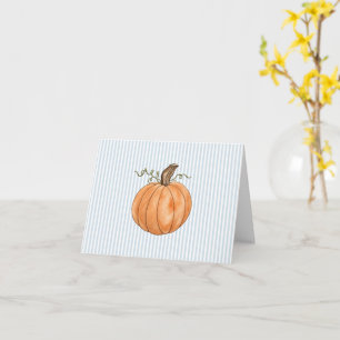 Pumpkin Buffalo Check Pattern Blue Stripe Card