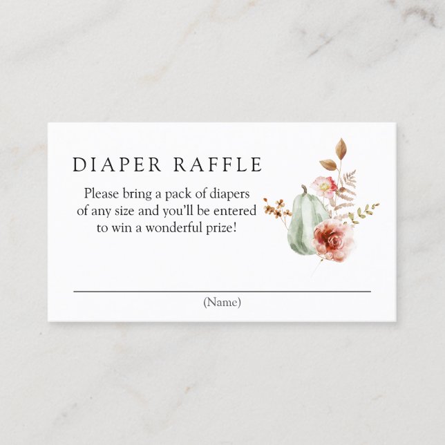 Pumpkin Burgundy Diaper Raffle Enclosure Card (Front)