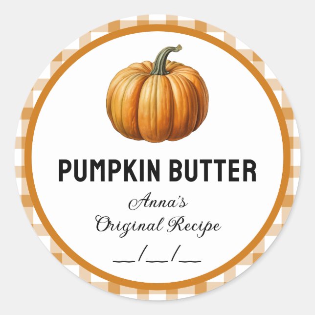 Pumpkin butter with chequered pattern label (Front)
