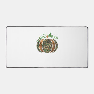Pumpkin Camo Leopard Print Thanksgiving It's Fall Desk Mat