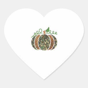 Pumpkin Camo Leopard Print Thanksgiving It's Fall Heart Sticker