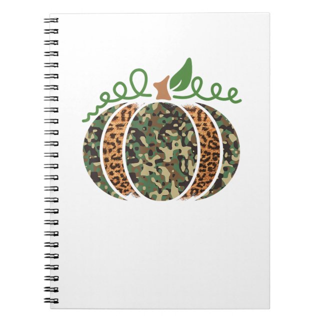Pumpkin Camo Leopard Print Thanksgiving It's Fall  Notebook (Front)