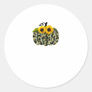 Pumpkin Camouflage and Sunflower Fall Outfit Thank Classic Round Sticker