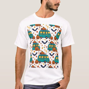 Pumpkin Camper Van Fall Halloween Pattern T-Shirt