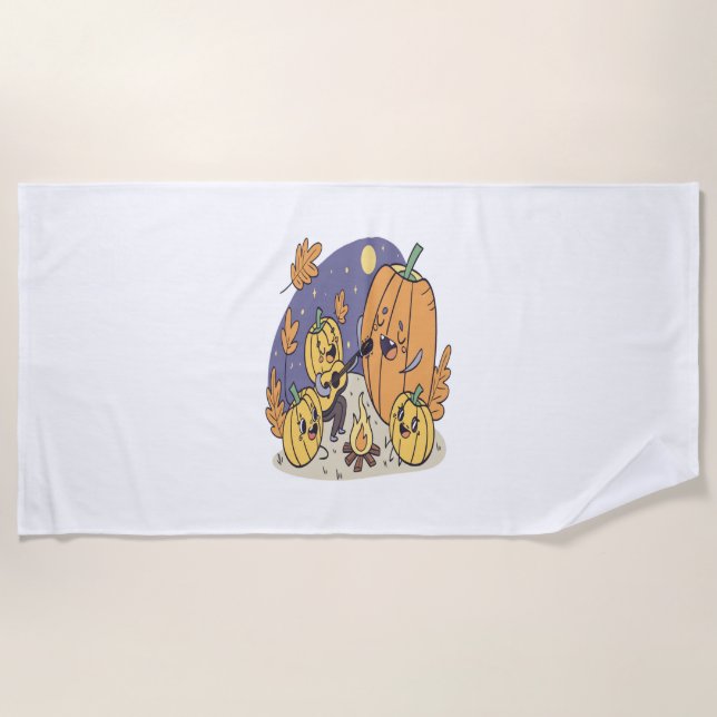 Pumpkin Campfire Serenade Beach Towel (Front)