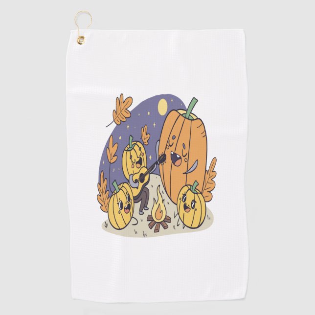Pumpkin Campfire Serenade Golf Towel (Front)