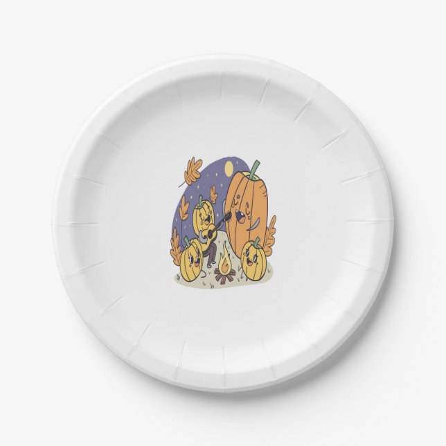 Pumpkin Campfire Serenade Paper Plate (Front)