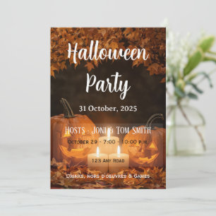 Pumpkin Candle Halloween Party Invitation   Elegan