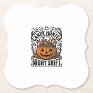 Pumpkin Candy Bucket Vintage Halloween Engraving D Paper Coaster