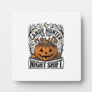 Pumpkin Candy Bucket Vintage Halloween Engraving D Plaque