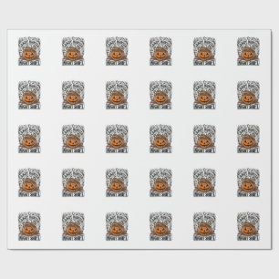 Pumpkin Candy Bucket Vintage Halloween Engraving D Wrapping Paper