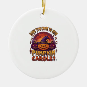 Pumpkin Carols Halloween Pumpkins Witch Hat Musica Ceramic Ornament