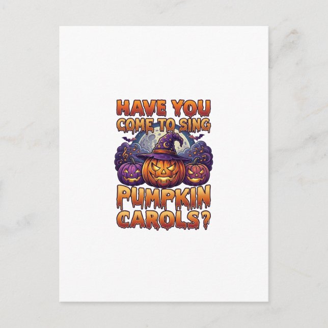 Pumpkin Carols Halloween Witch Hat Jack Lantern Ba Postcard (Front)
